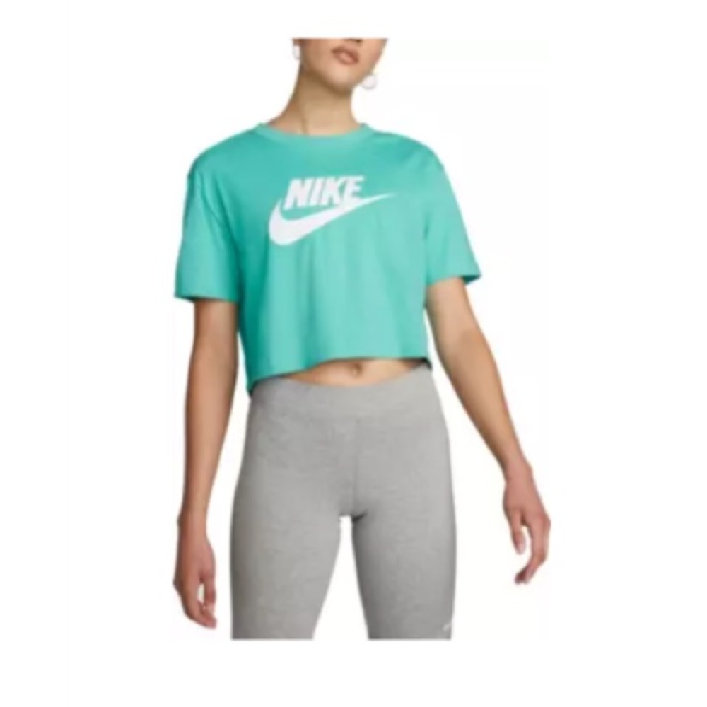 nike women's essential futura crop top washed teal XXL